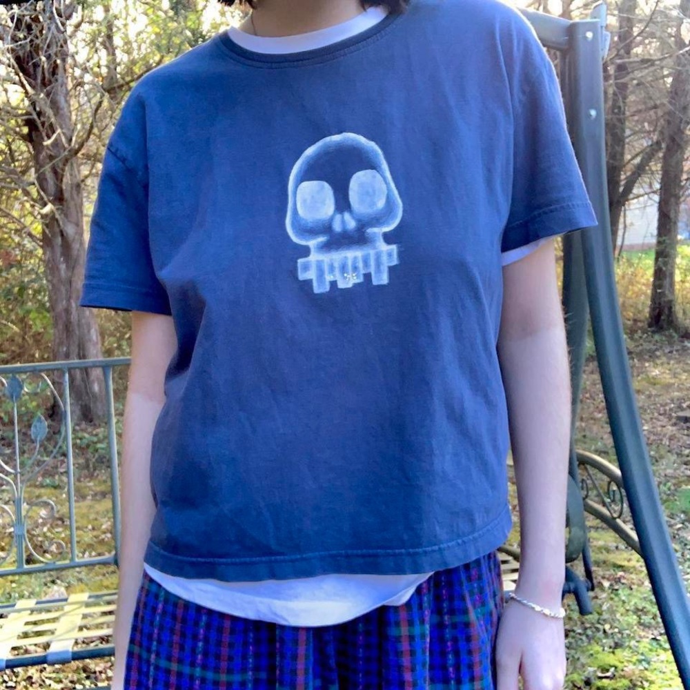 hand painted skull graphic tee